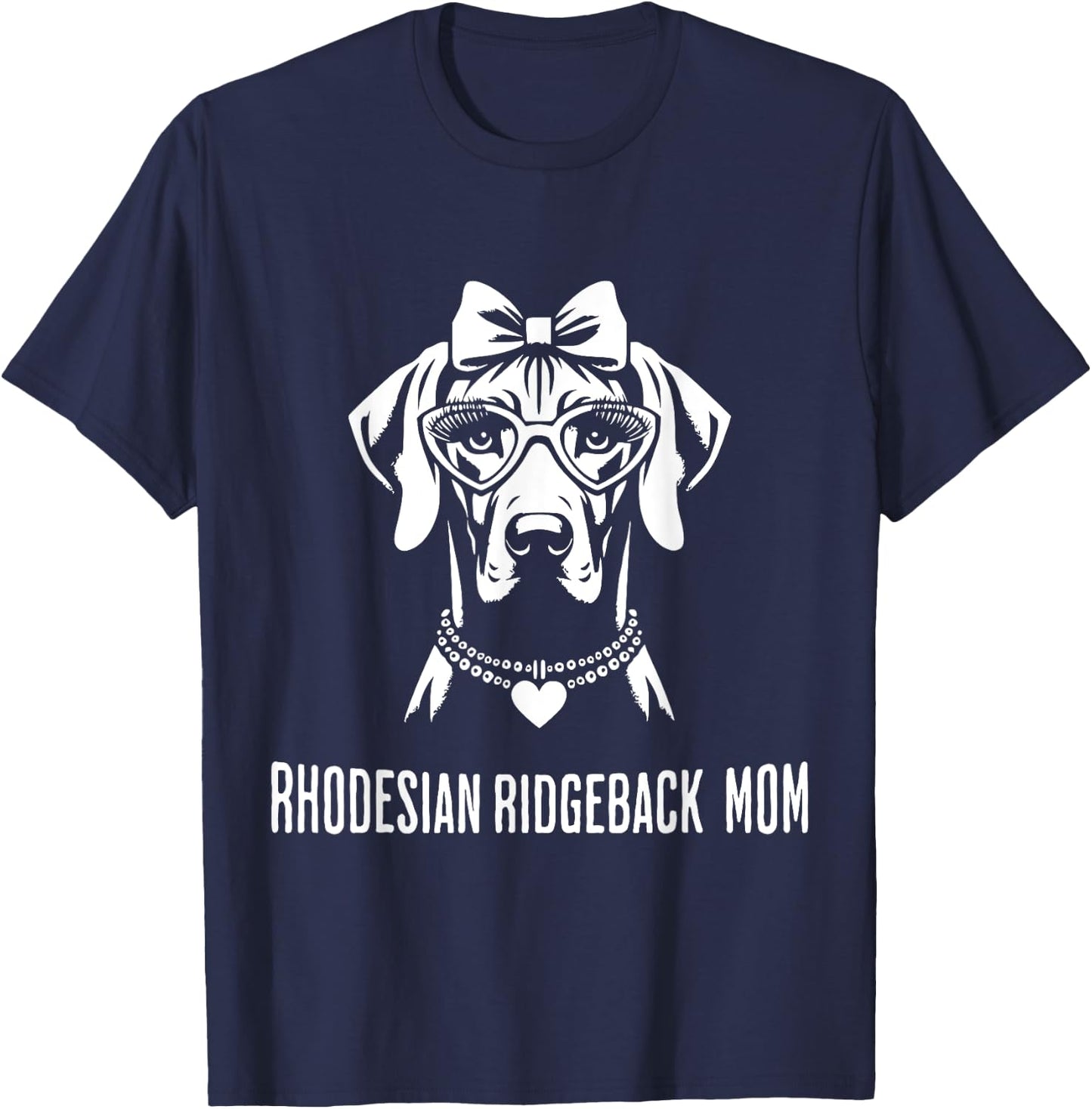 Rhodesian Ridgeback Mama Hund Herz Grafikdesign T-Shirt - T-Shirt | Navy