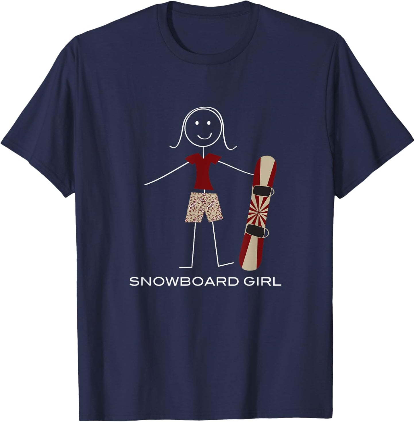 Funny Women Snowboarding, Girl Snowboard T-Shirt - T-Shirt | Navy