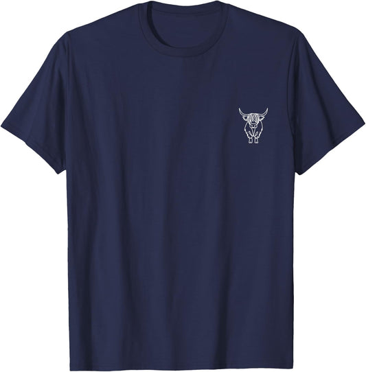 Highland Cow Minimalism , black T-Shirt - T-Shirt | Navy