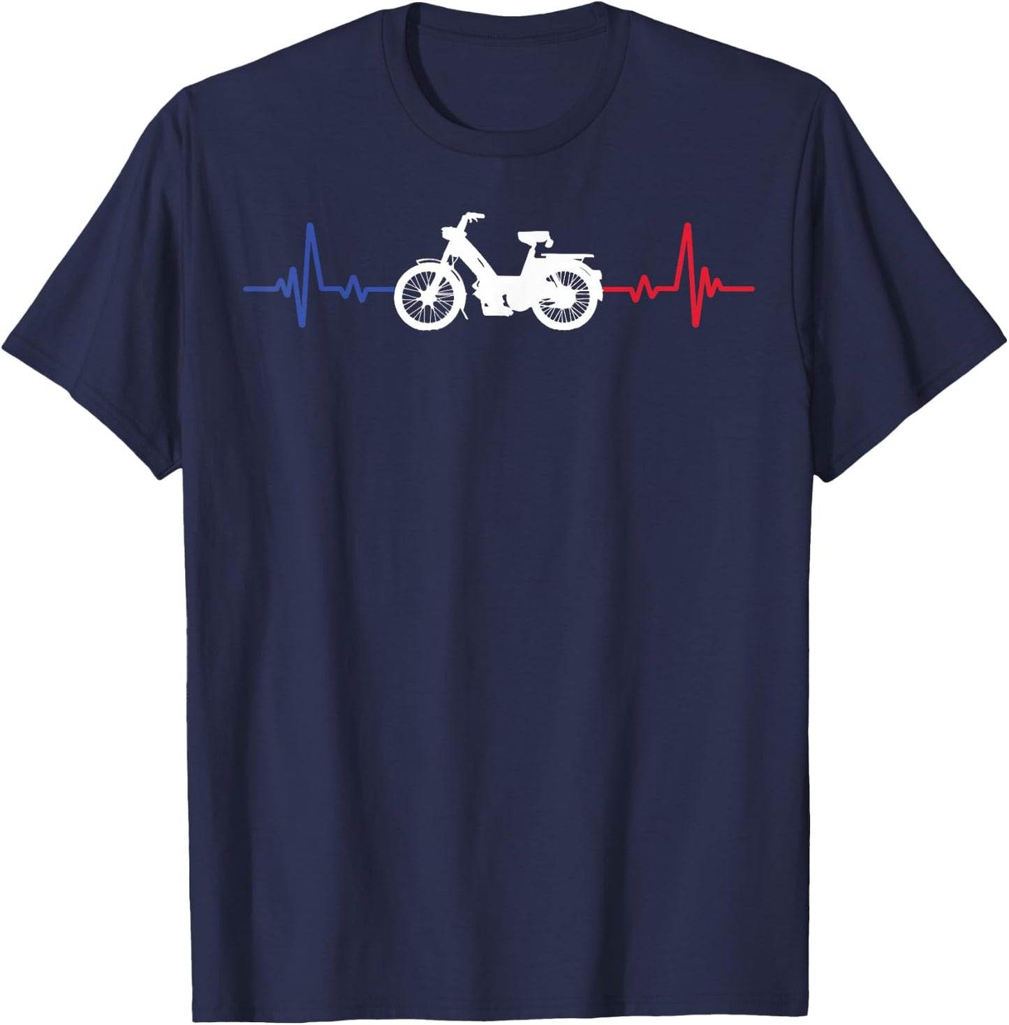 moped mob mobeur moped heartbeat humour , Black, S T-Shirt - T-Shirt | Navy