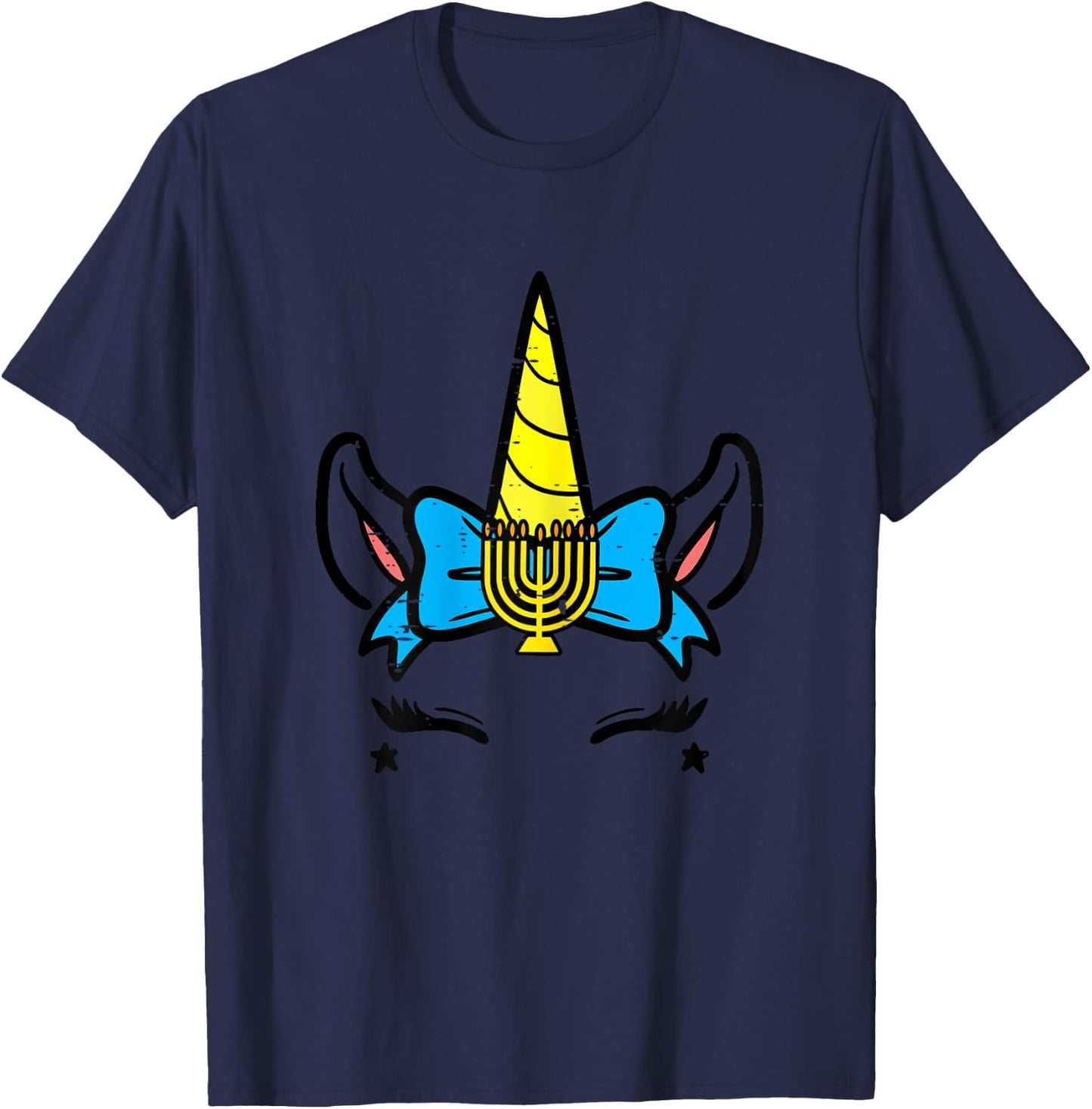 Hanukkah Unicorn Head Chanukah Jewish Girls Kids Toddlers T-Shirt - T-Shirt | Navy