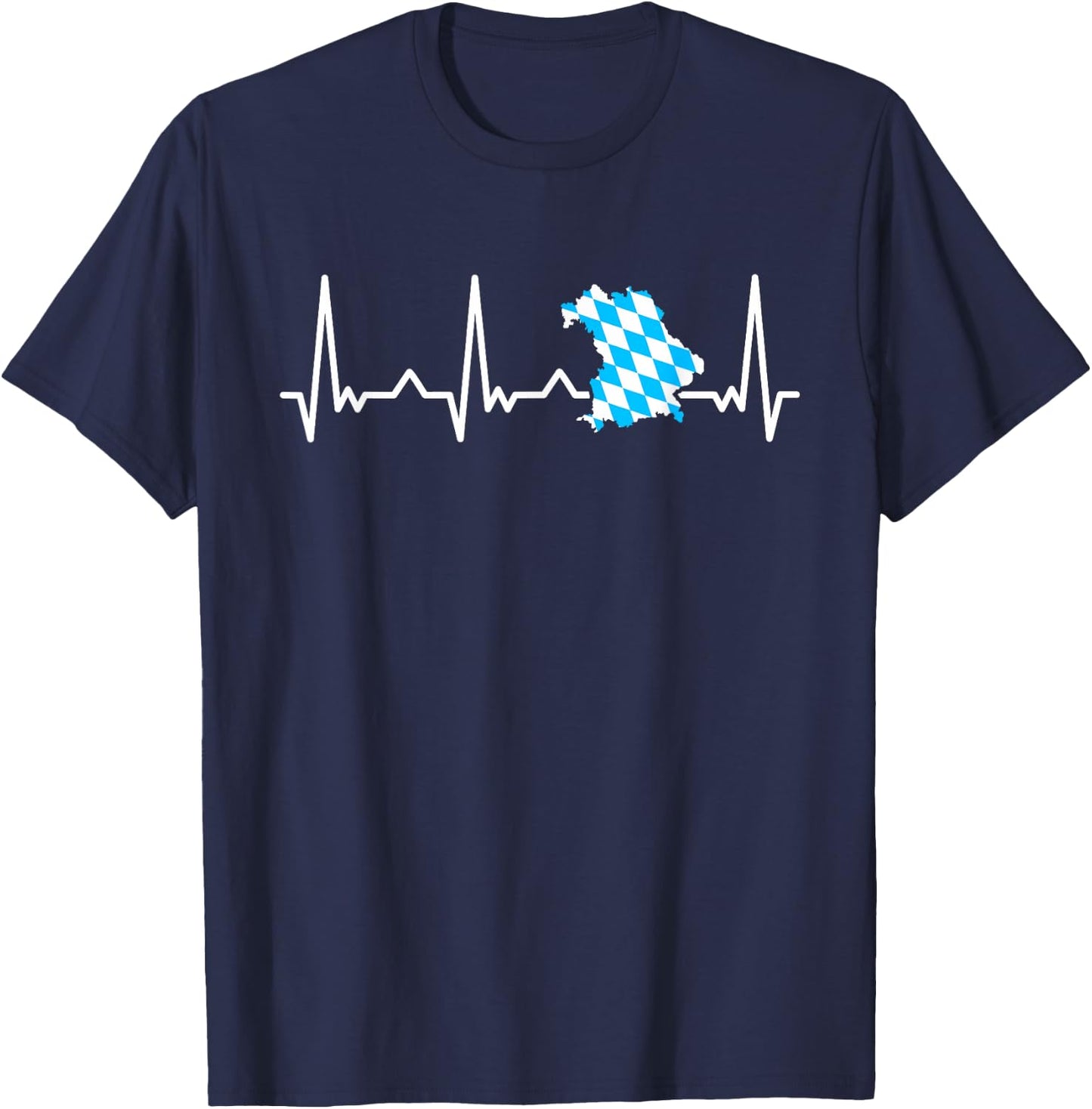Bayern Herzschlag EKG Freistaat Bayern Bayerische Silhouette T-Shirt - T-Shirt | Navy