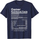 Gamer Nutritional Facts Cool Gamer Video Game Funny T-Shirt - T-Shirt | Navy