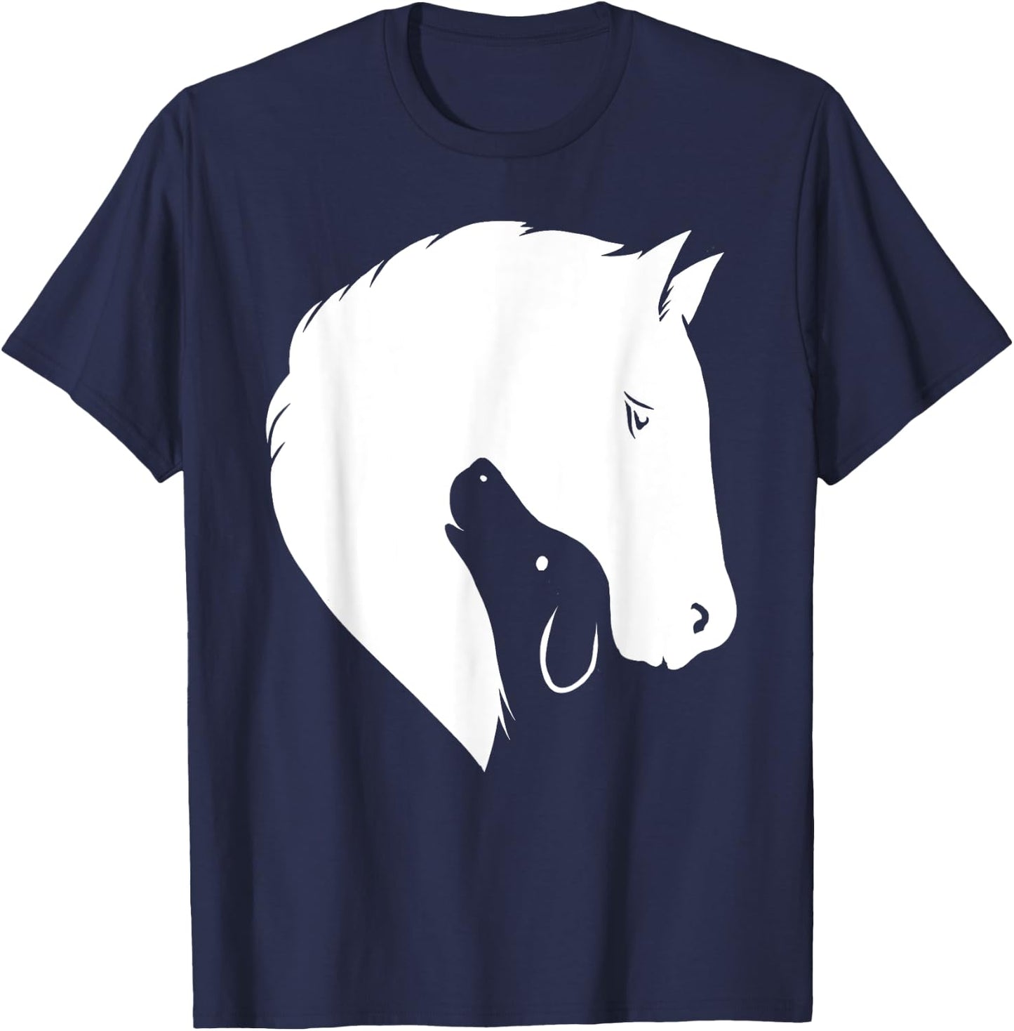Horse Dog Silhouette Funny Equine Canine Animal Lover Outfit Women Kids T-Shirt - T-Shirt | Navy