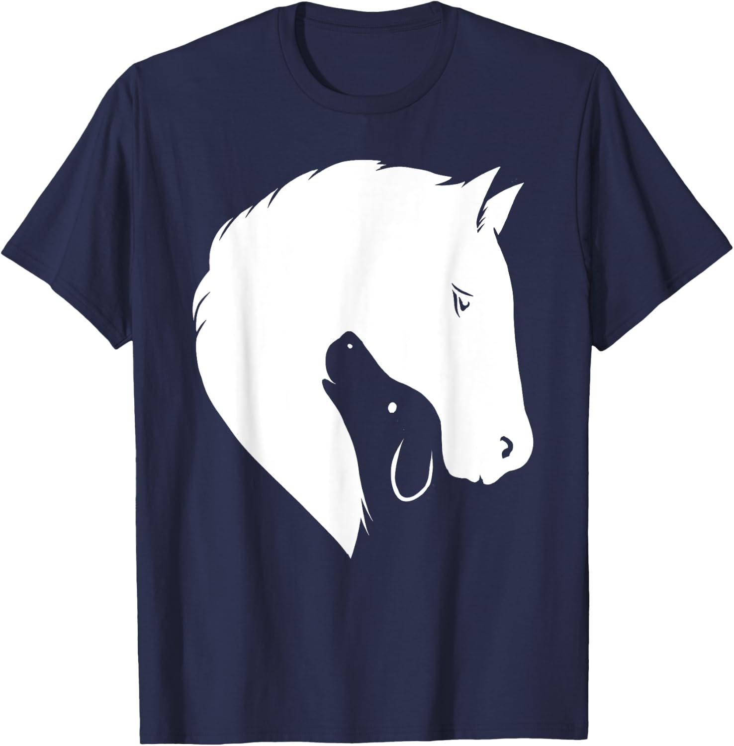 Horse Dog Silhouette Funny Equine Canine Animal Lover Outfit Women Kids T-Shirt - T-Shirt | Navy