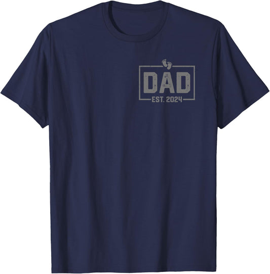 Dad Est. 2024 Dad 2024 Logo New Dad Fathers Day T-Shirt - T-Shirt | Navy
