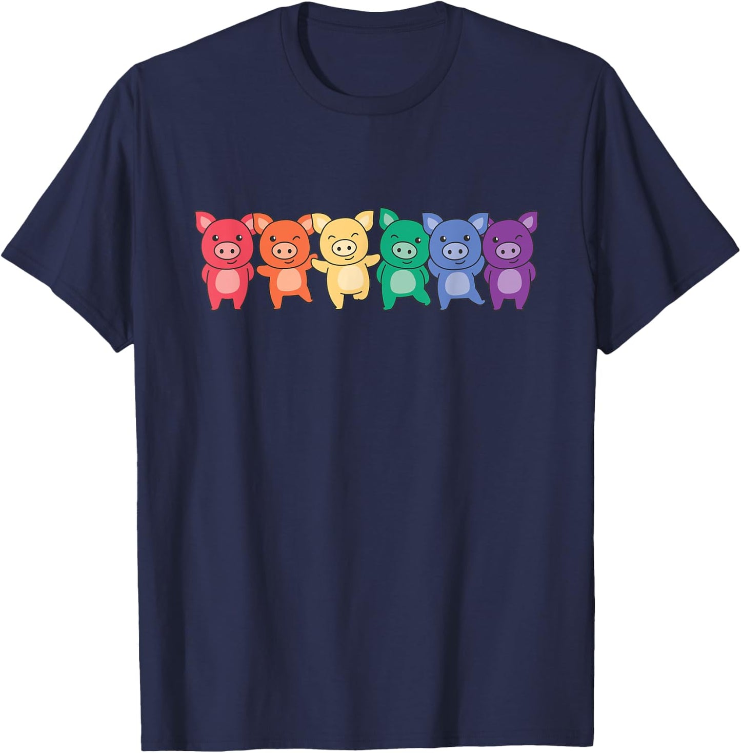 Rainbow Flag Pride Month Lgbtq Rainbow Pig T-Shirt - T-Shirt | Navy
