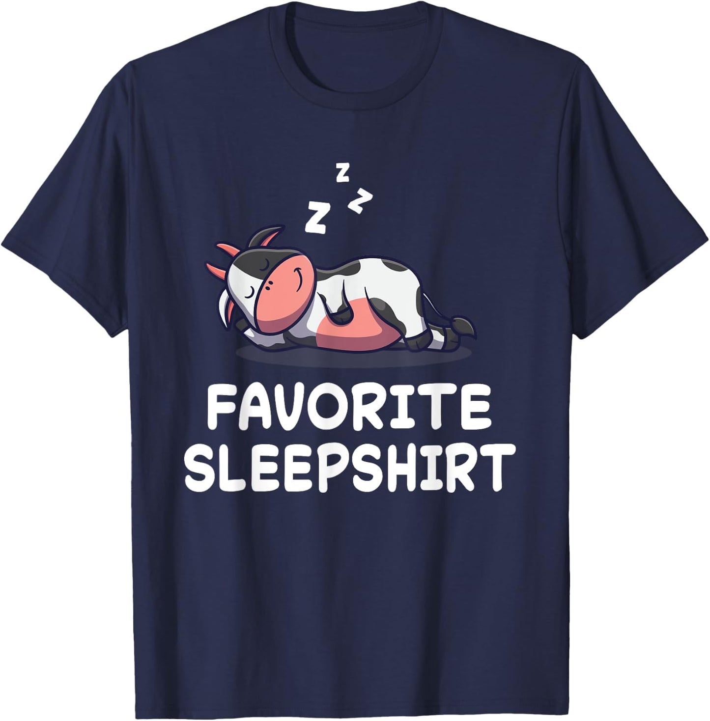 Cow and Cow Print Sleepwear Pyjama , Black, S T-Shirt - T-Shirt | Navy