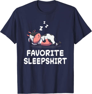 Cow and Cow Print Sleepwear Pyjama , Black, S T-Shirt - T-Shirt | Navy
