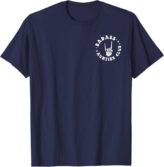 Women Badass Aunties Club, Groovy New Auntie Aun to Be Gift T-Shirt - T-Shirt | Navy