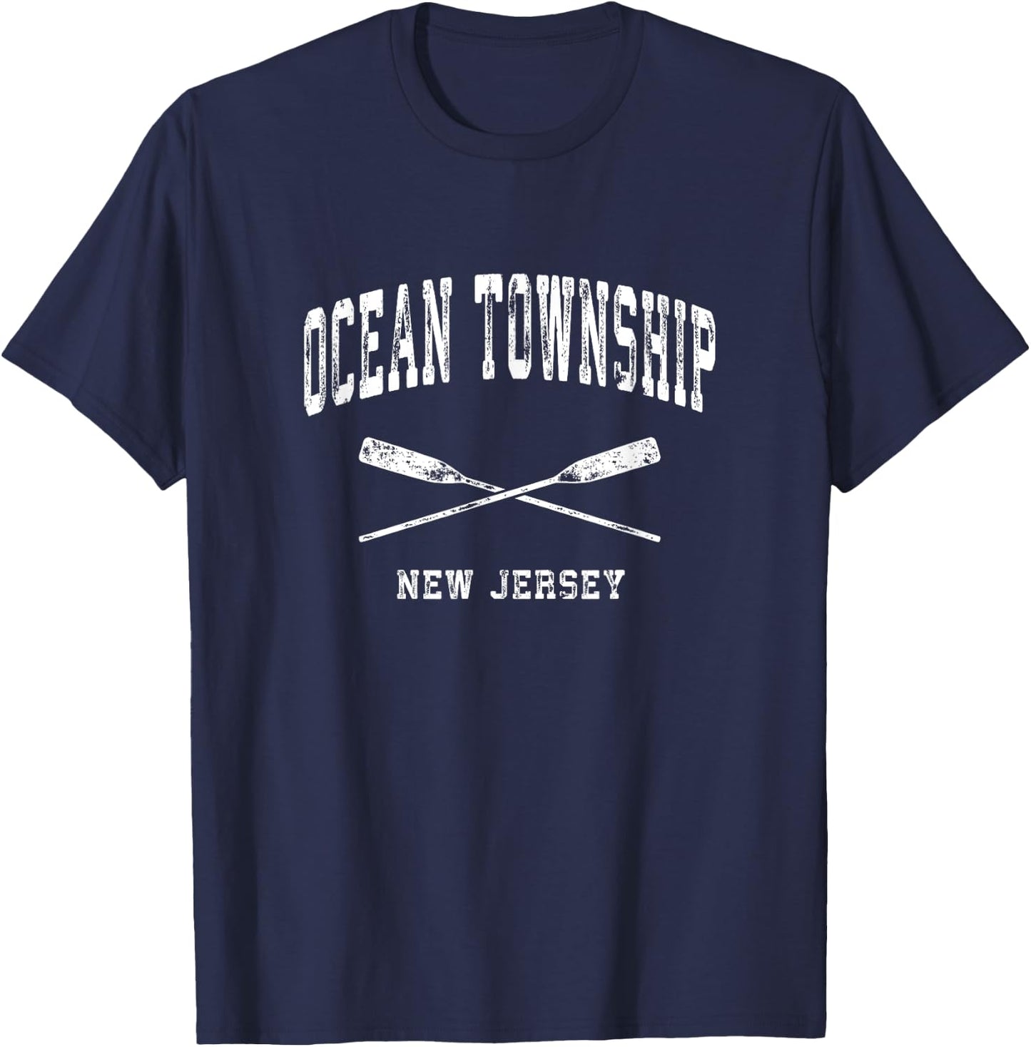 Ocean Township New Jersey Vintage Nautical Crossed Oars T-Shirt - T-Shirt | Navy