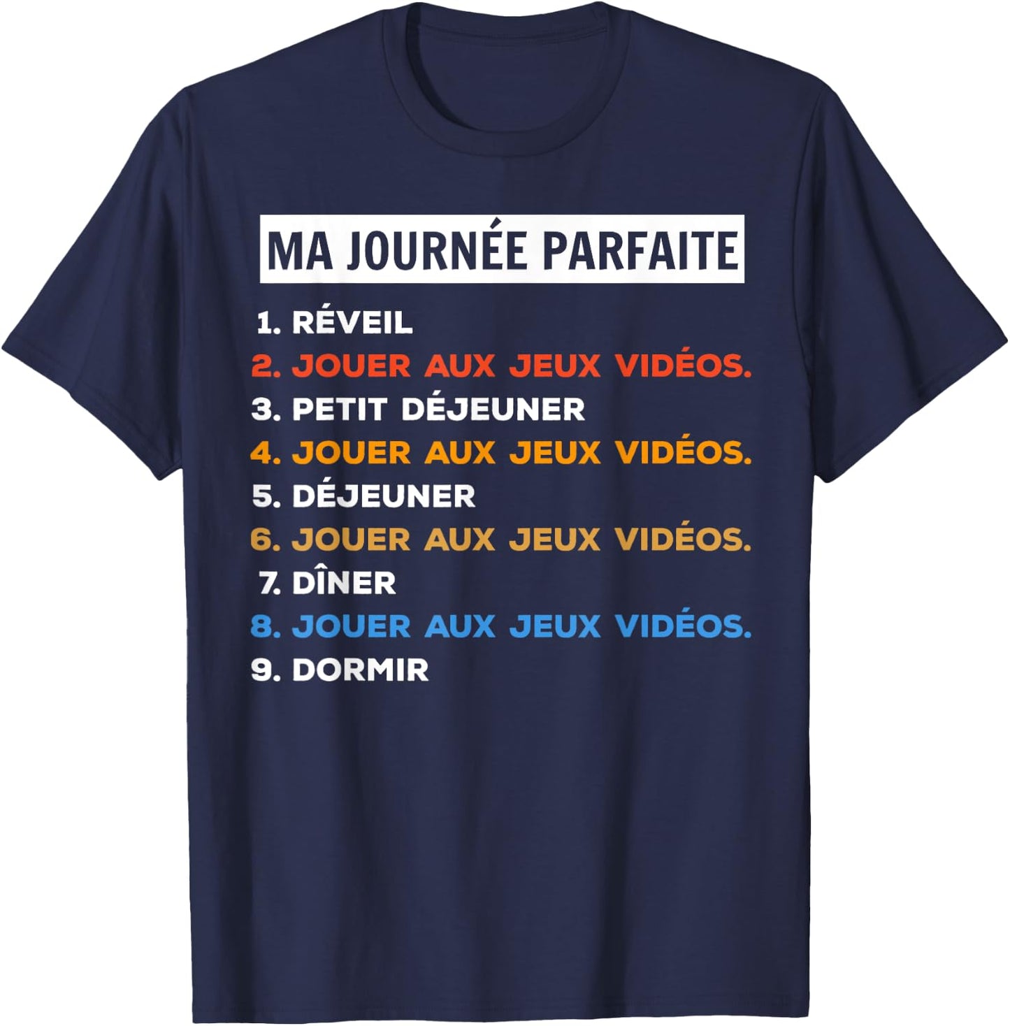 The Perfect Day of the Gamer , Black, S T-Shirt - T-Shirt | Navy