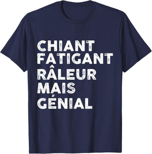 Chiant Râleur Fatigant Super Gift Message Man Great , Black, S T-Shirt - T-Shirt | Navy