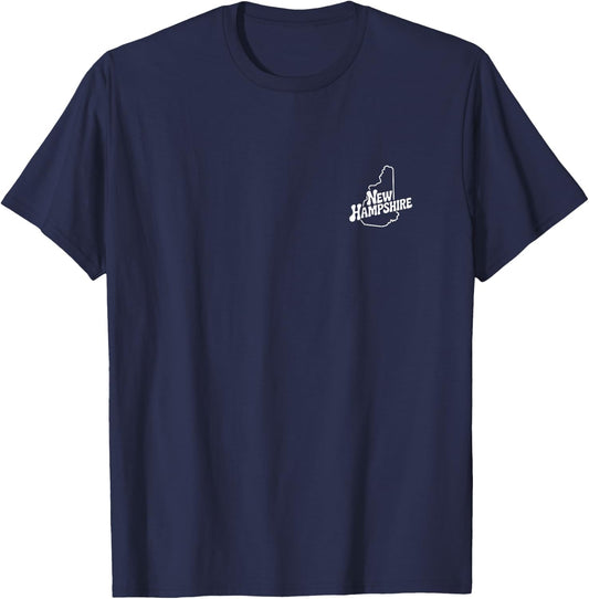New Hampshire Minimalist Badge Patch Line Art NH T-Shirt - T-Shirt | Navy