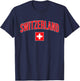 Switzerland - Flag of Switzerland - Throwback Design T-Shirt - T-Shirt | Navy