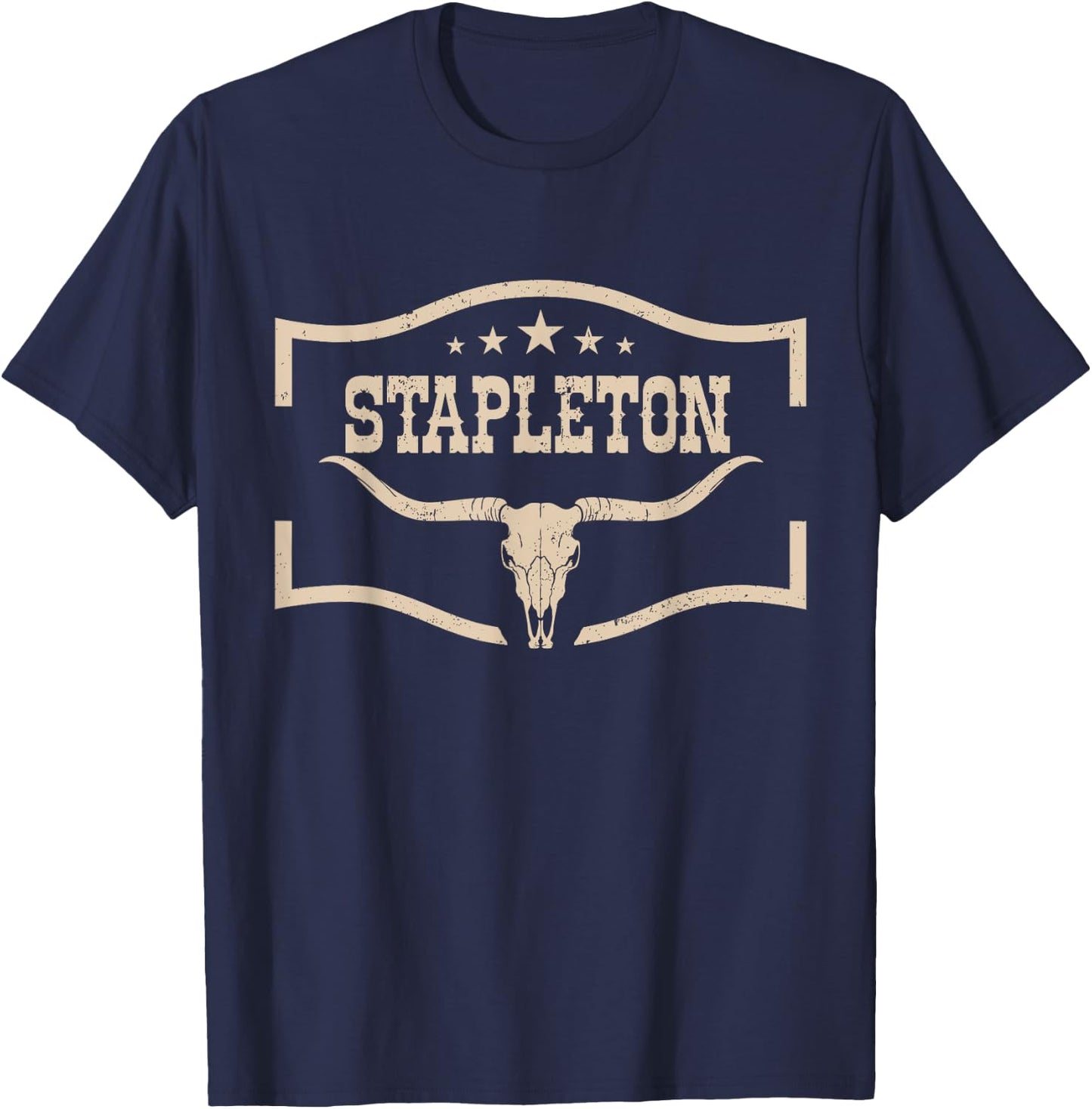 Classic Stapleton Cow Name Vintage Bull-Skull Music Country T-Shirt - T-Shirt | Navy