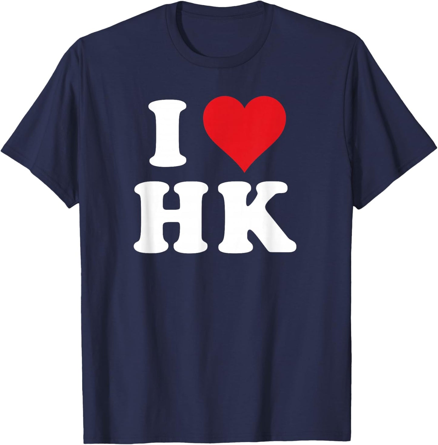 I Love HK Initials I Heart H.K. First Last Name H K , Black, S T-Shirt - T-Shirt | Navy