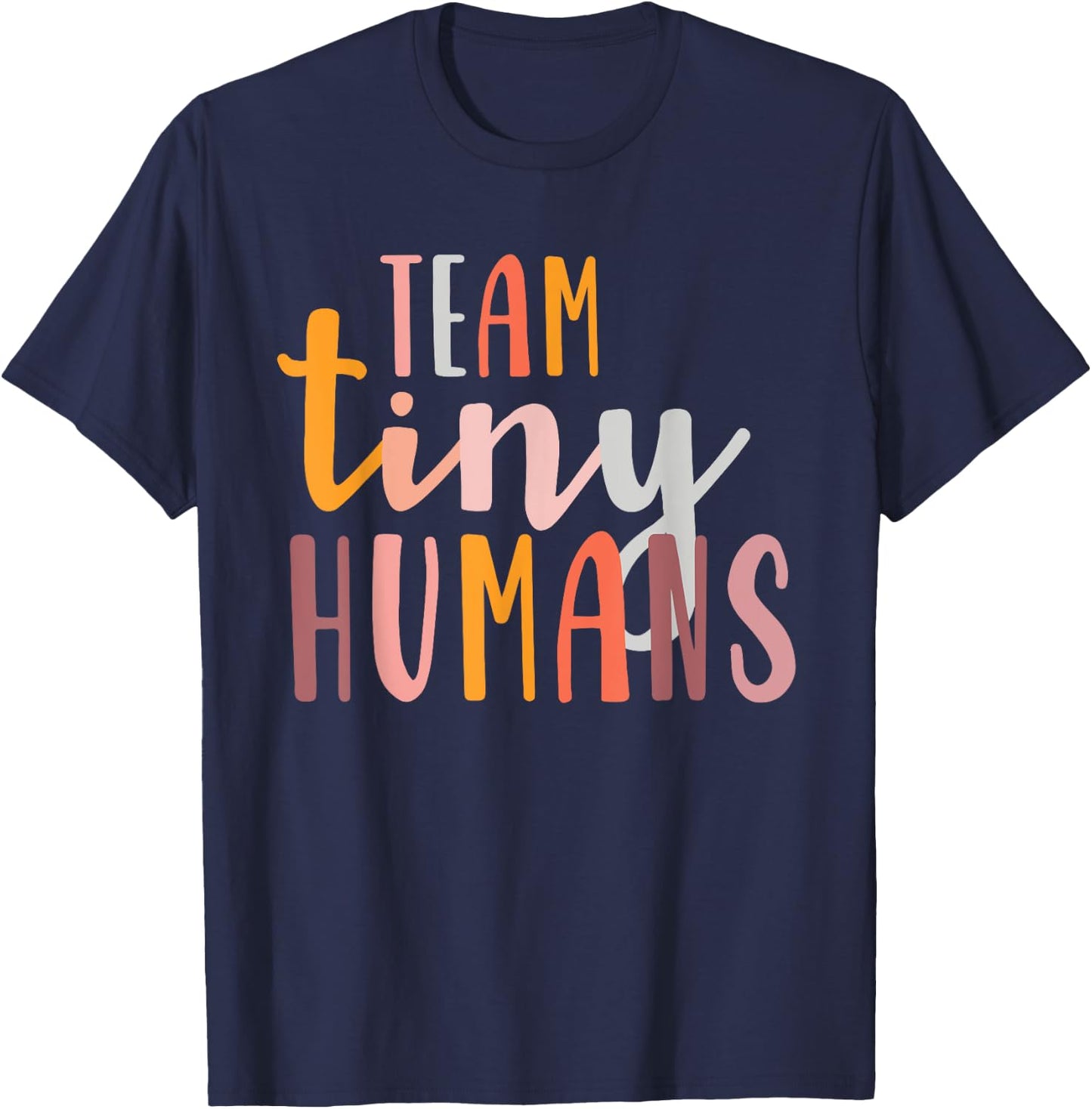NICU Nurse ICU Neonatal Boho Colorful Retro Team Tiny Humans T-Shirt - T-Shirt | Navy