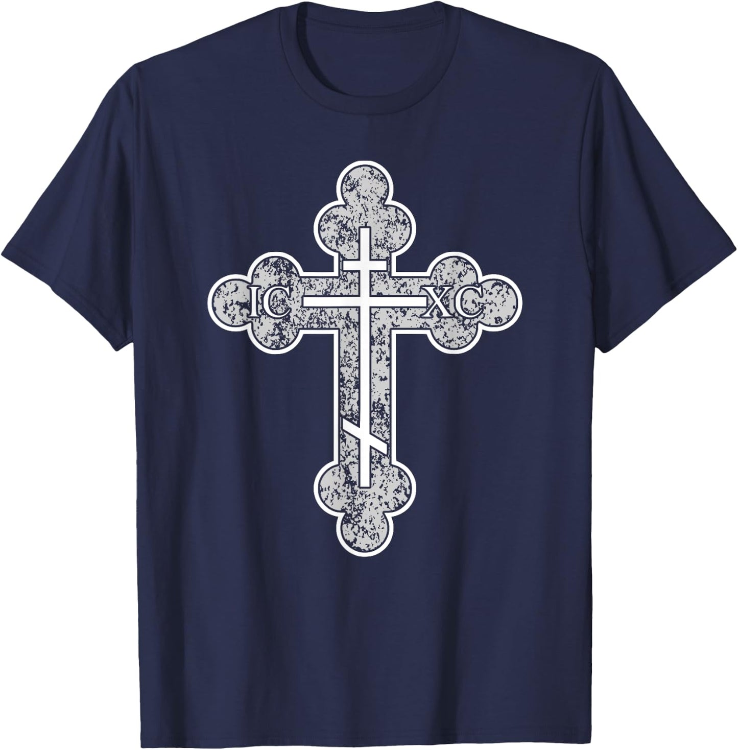 Cross Eastern Orthodox Christian ICXC Jesus Christ T-Shirt - T-Shirt | Navy