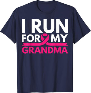 I Run For My Grandma Walk Breast Cancer Awareness Shirt T-Shirt - T-Shirt | Navy