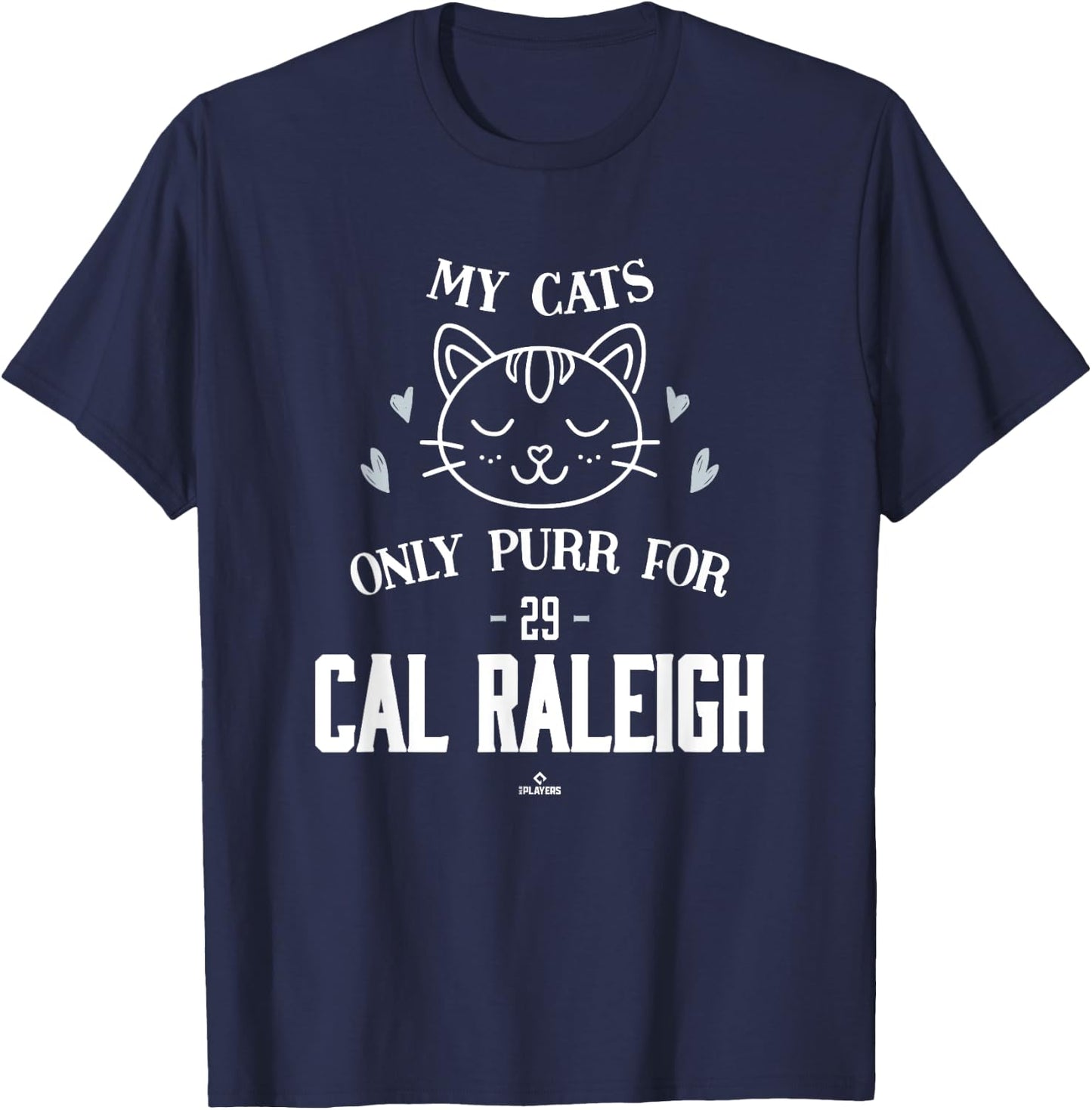 Cat Lovers for Cal Raleigh Seattle Baseball MLBPA T-Shirt - T-Shirt | Navy