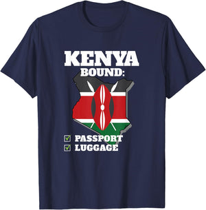 Kenya Bound Country Travel Kenyan Flag Vacation Traveling T-Shirt - T-Shirt | Navy