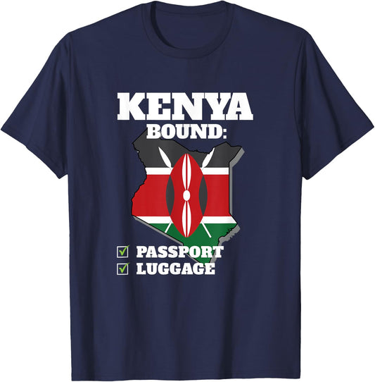 Kenya Bound Country Travel Kenyan Flag Vacation Traveling T-Shirt - T-Shirt | Navy