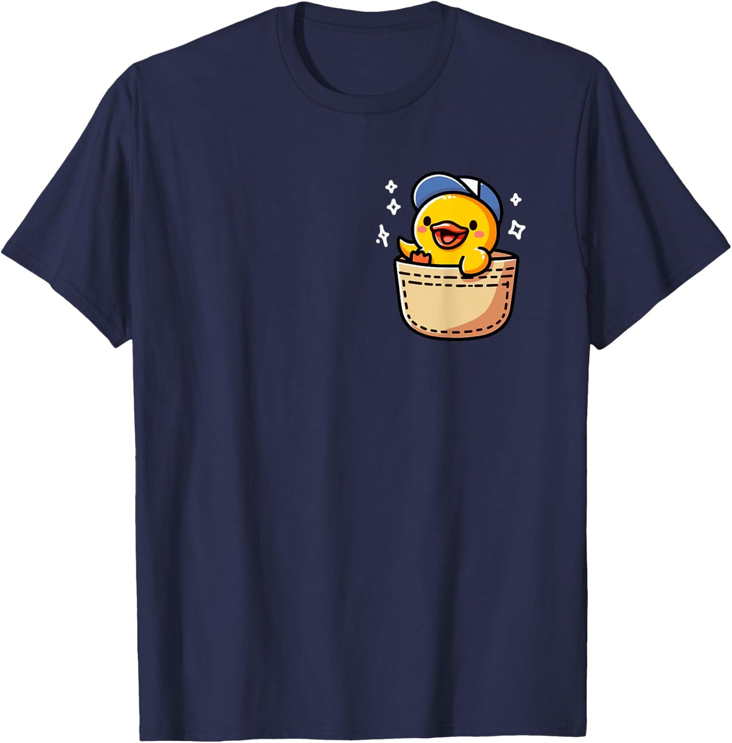 Duck In Pocket Funny Cute Yellow Duck Lover T-Shirt - T-Shirt | Navy