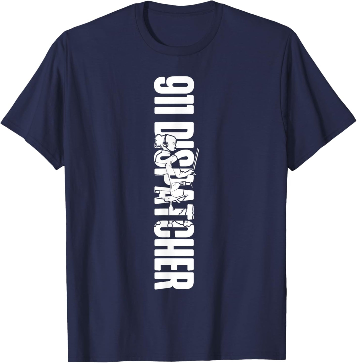 911 Dispatcher Thin Gold Yellow Line 911 Dispatcher T-Shirt - T-Shirt | Navy