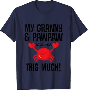 Kids My Granny And Pawpaw Love Me Grandchild Crab T-Shirt - T-Shirt | Navy