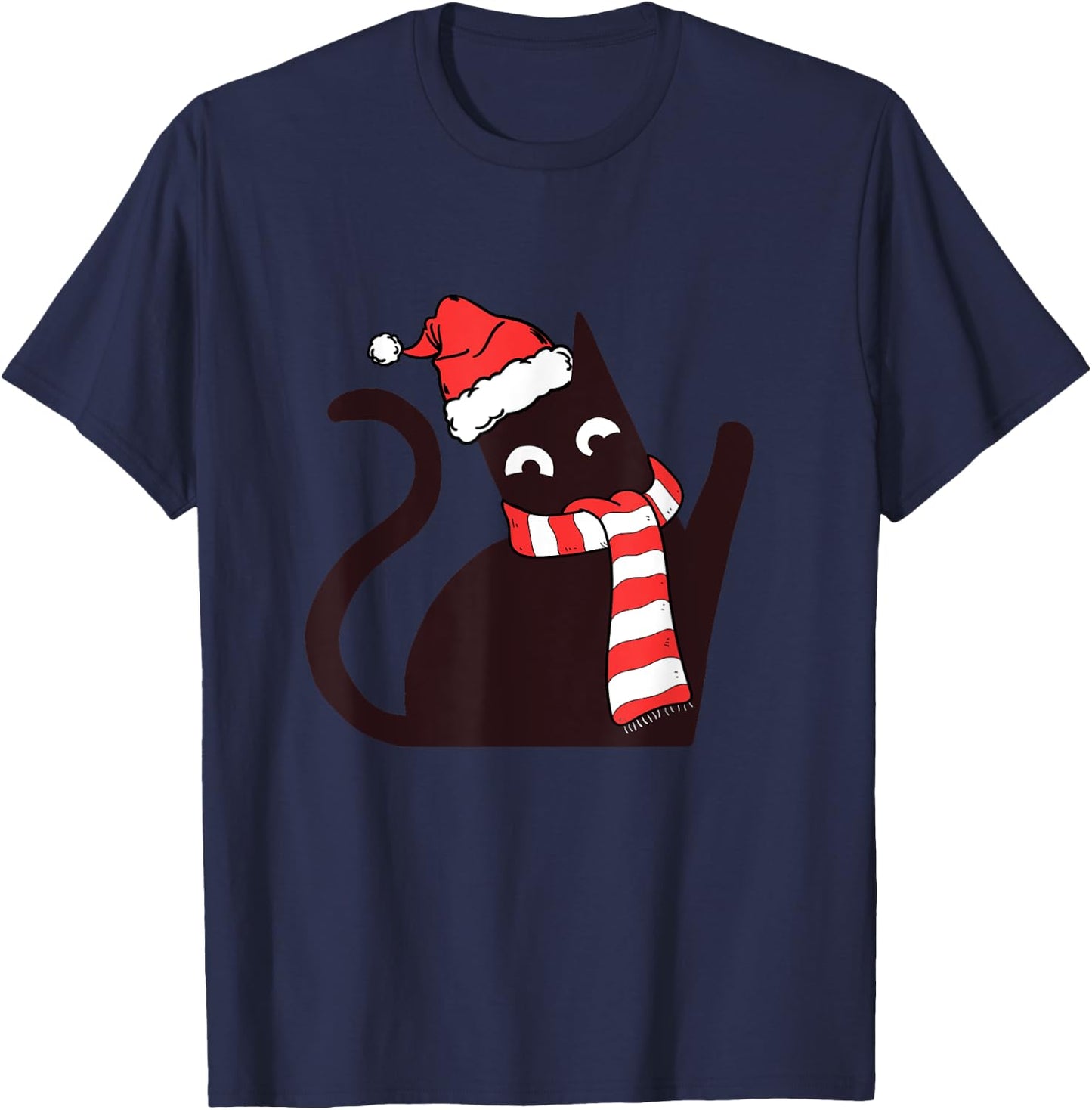 Funny Black Cat funny Merry Christmas T-Shirt - T-Shirt | Navy