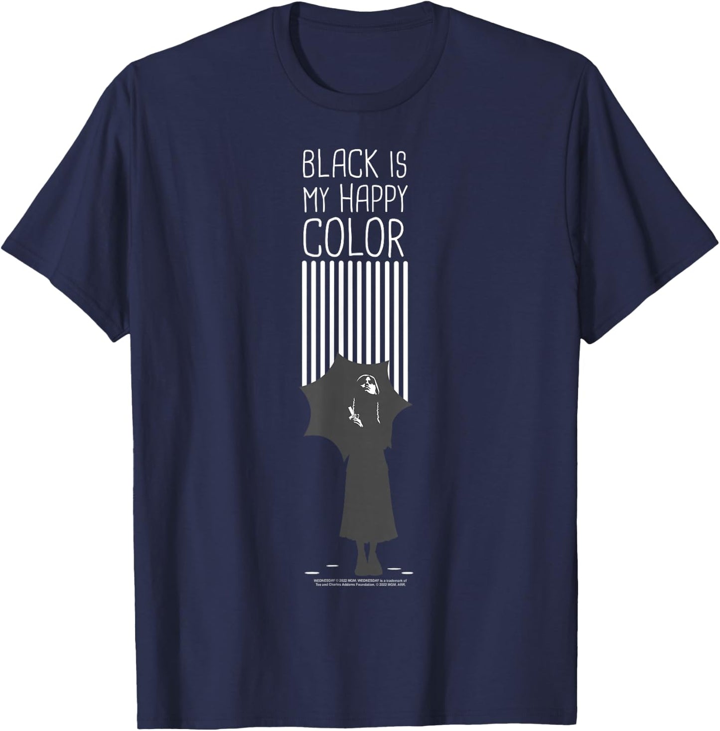 Wednesday Black is My Happy Color Quote T-Shirt - T-Shirt | Navy