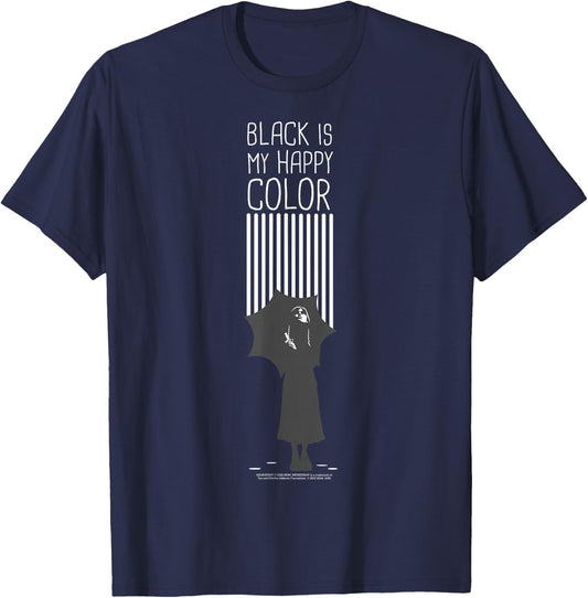 Wednesday Black is My Happy Color Quote T-Shirt - T-Shirt | Navy