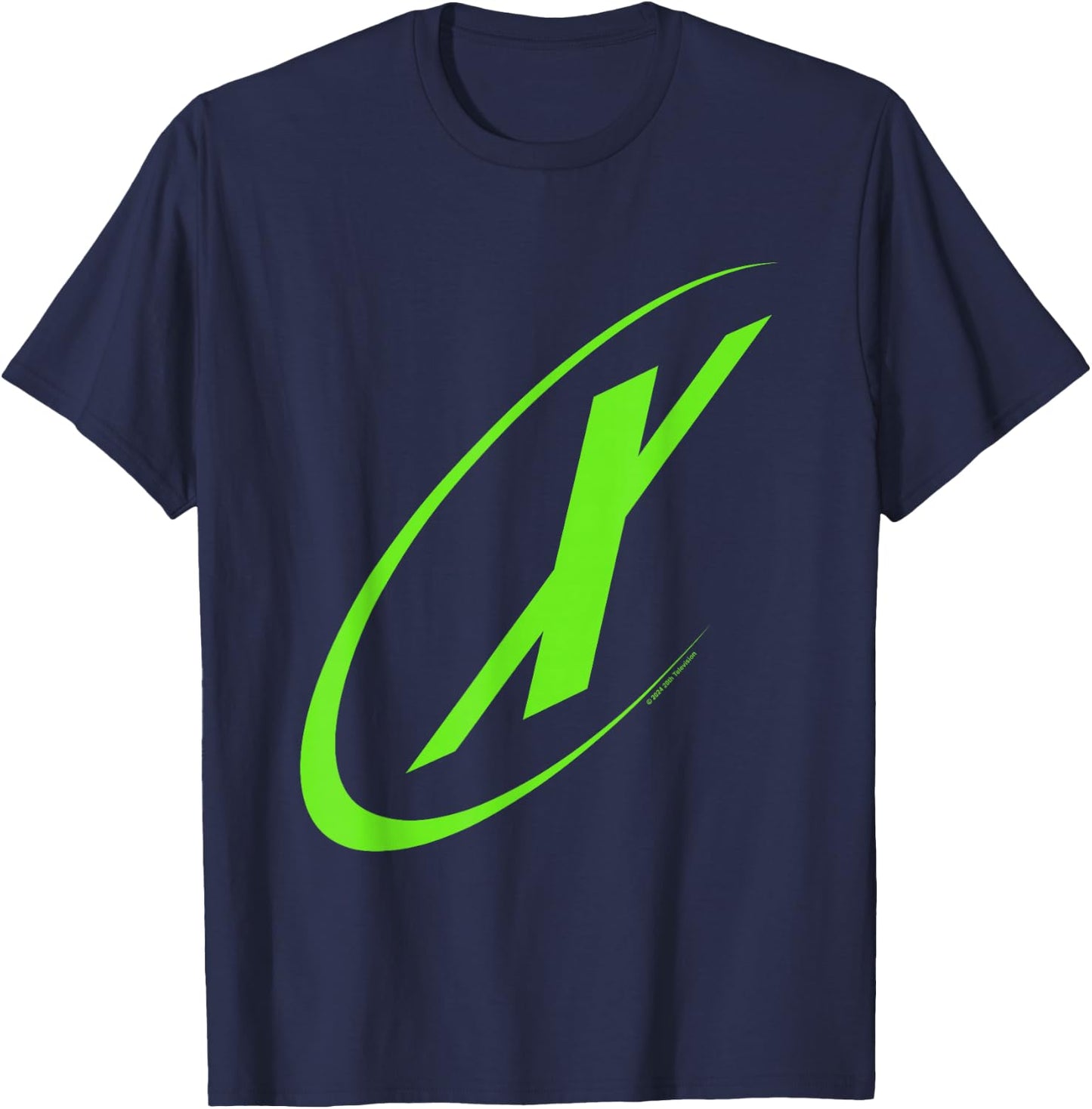 X-Files Retro Neon Green Big X Chest Classic Logo , Black, S T-Shirt - T-Shirt | Navy