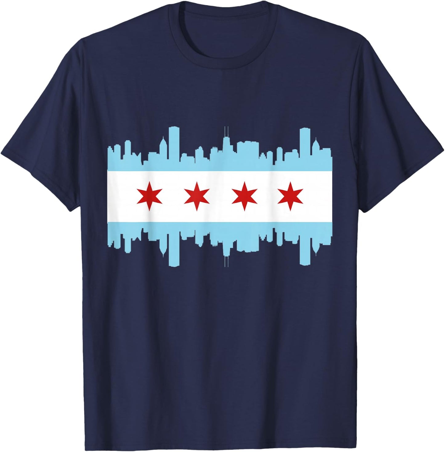 Chicago Flag Skyline Pride Illinois Vintage T-Shirt - T-Shirt | Navy