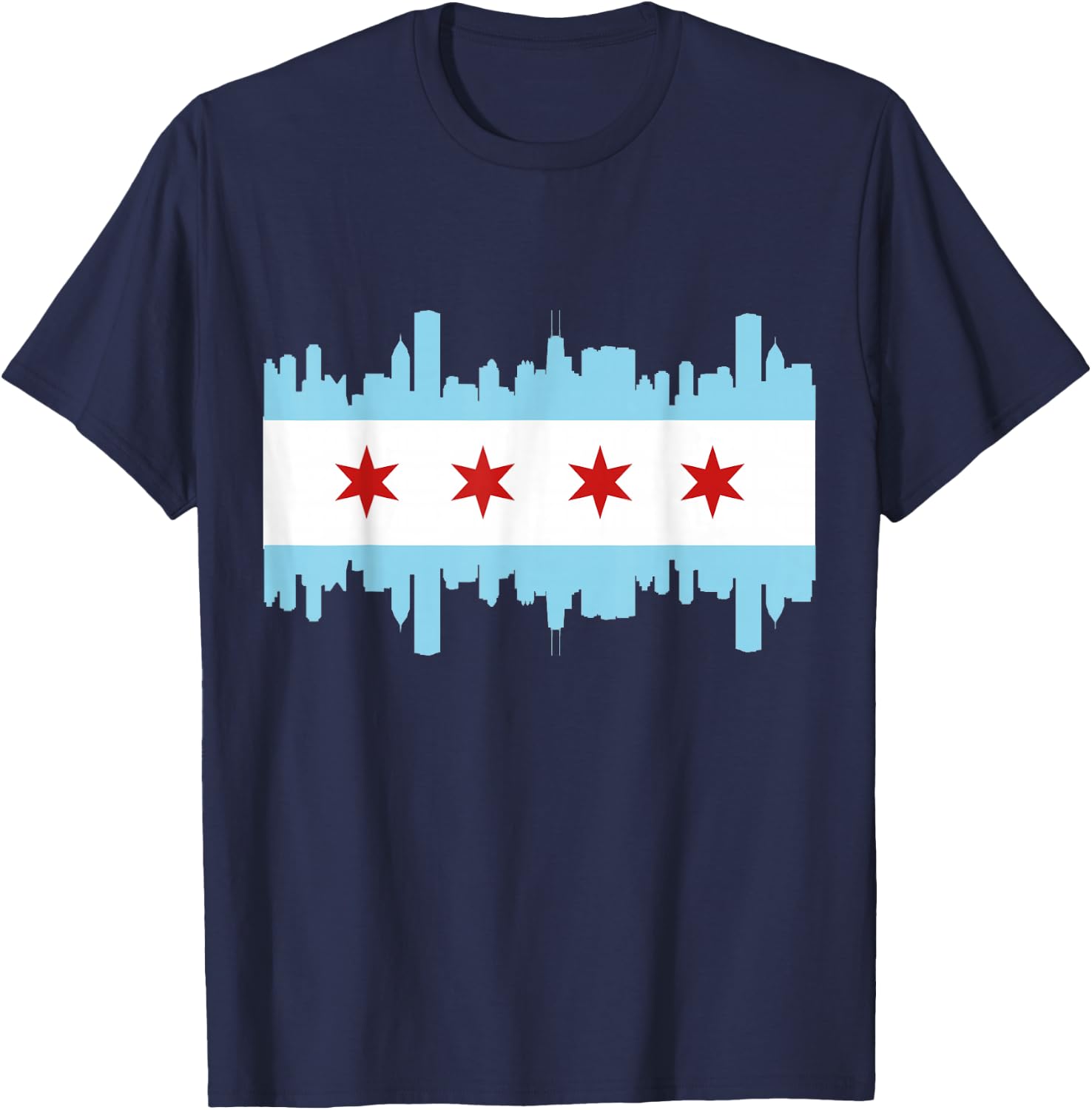 Chicago Flag Skyline Pride Illinois Vintage T-Shirt - T-Shirt | Navy