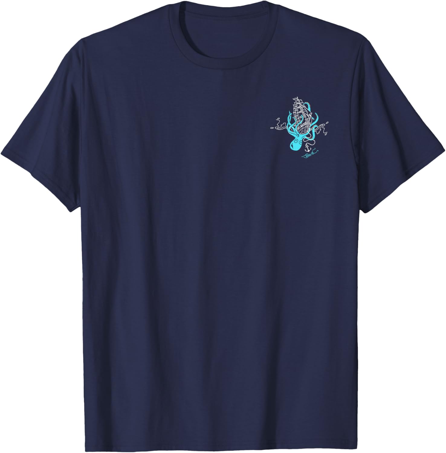 What's Kraken Funny Octopus Sea Monster Graphic (2 Sides) T-Shirt - T-Shirt | Navy