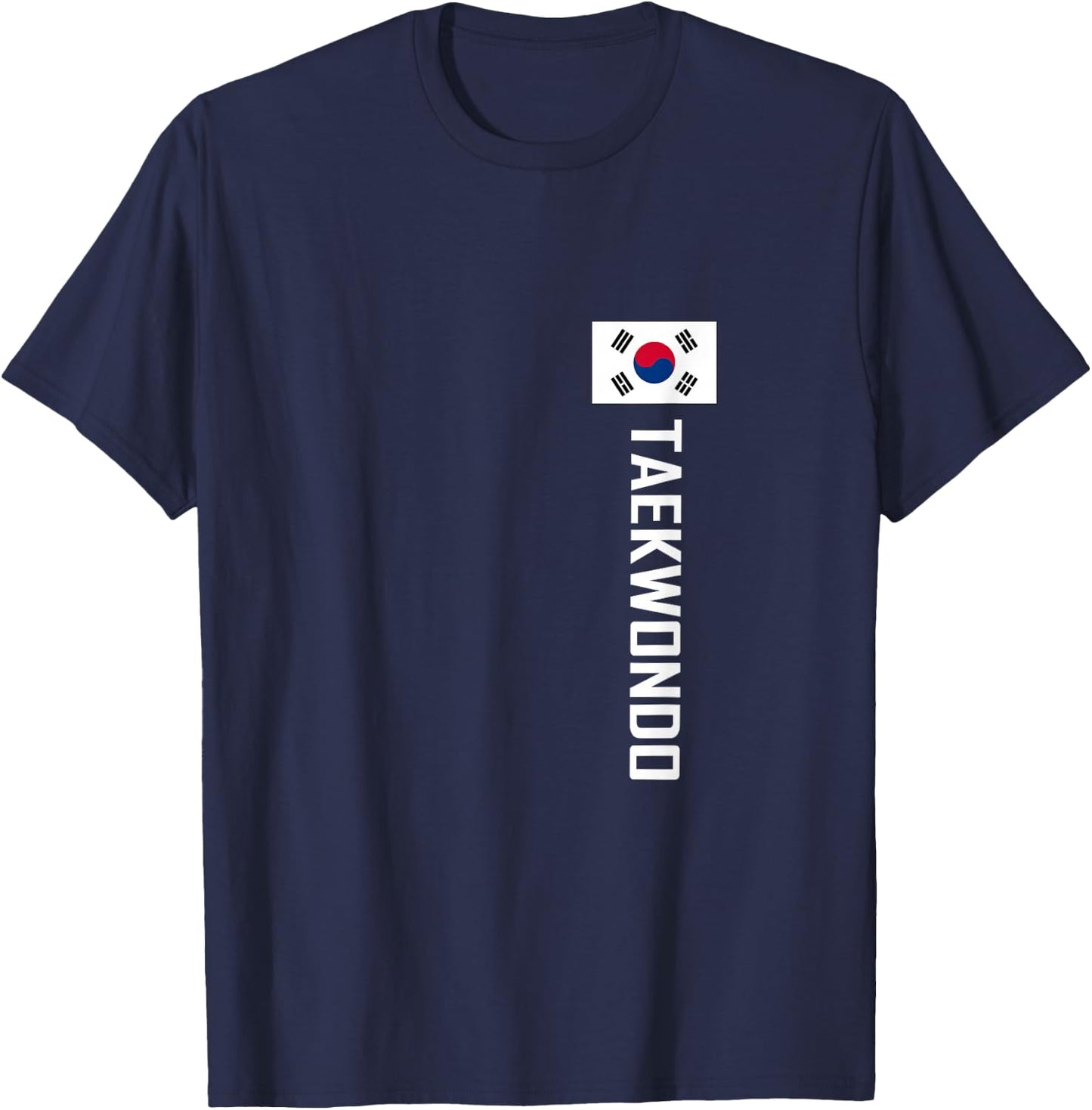 Taekwondo vertikal weiß mit koreanischer Flagge T-Shirt - T-Shirt | Navy