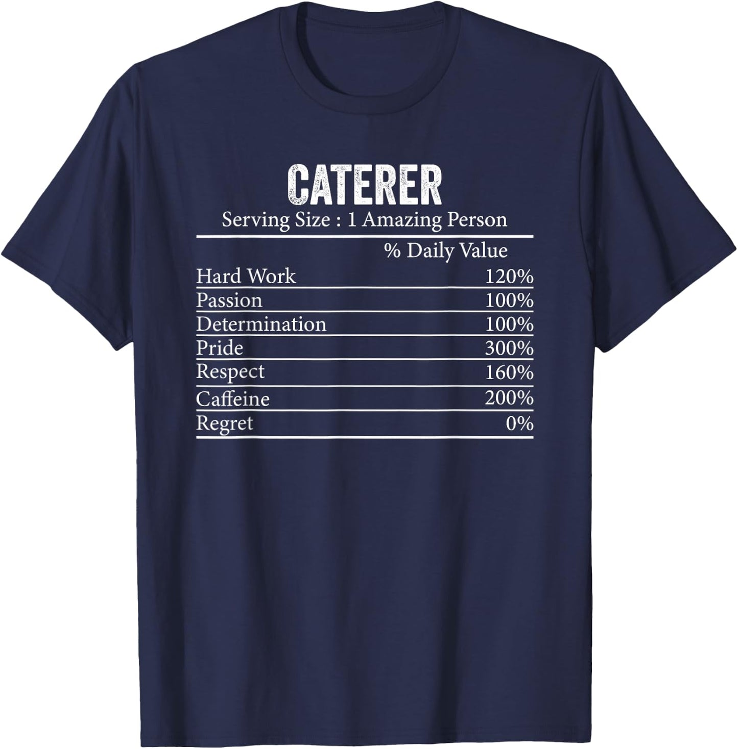 Funny Caterer Nutrition Facts Information Men Women Caterer T-Shirt - T-Shirt | Navy