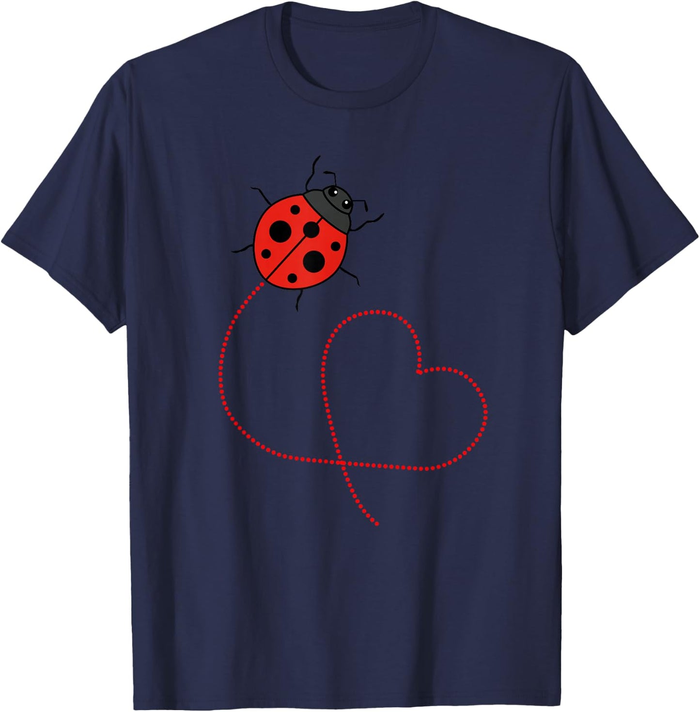 Ladybug Heart Nature Wildlife Animals Cute Bugs , Black T-Shirt - T-Shirt | Navy