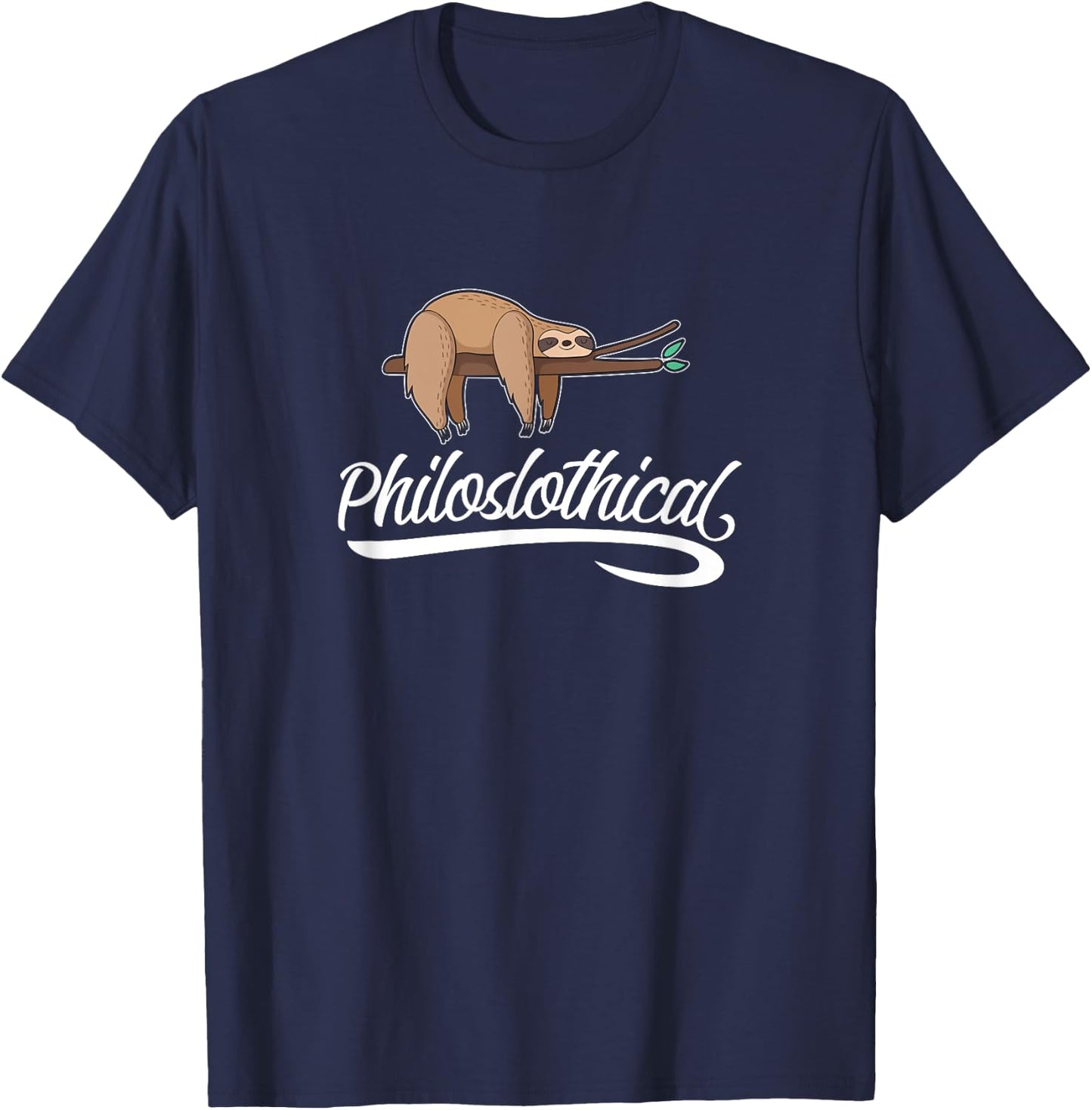 Philoslothical Sloth Funny Philosophical Pun Philosophy Gift T-Shirt - T-Shirt | Navy