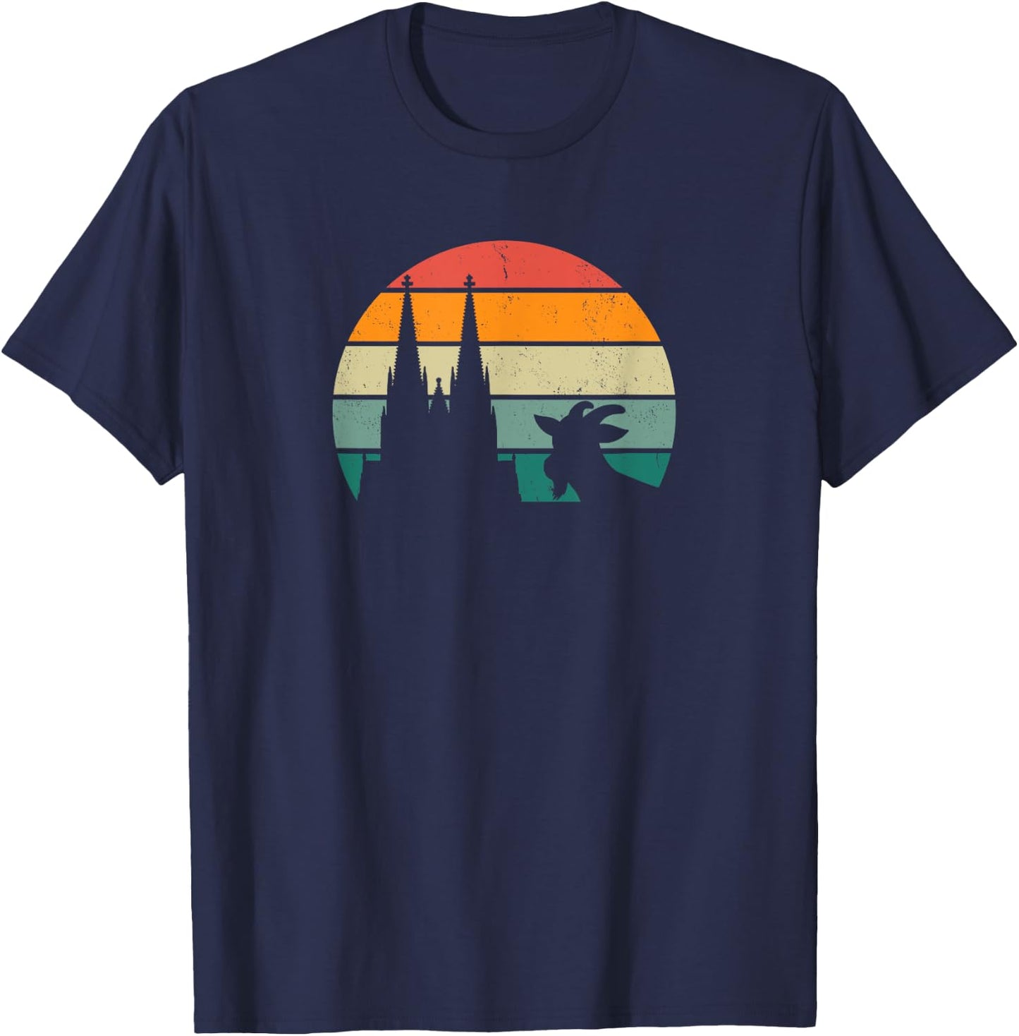 Cologne, My Town! Geißbock with Cathedral and Moon. Cologne Pride , black T-Shirt - T-Shirt | Navy