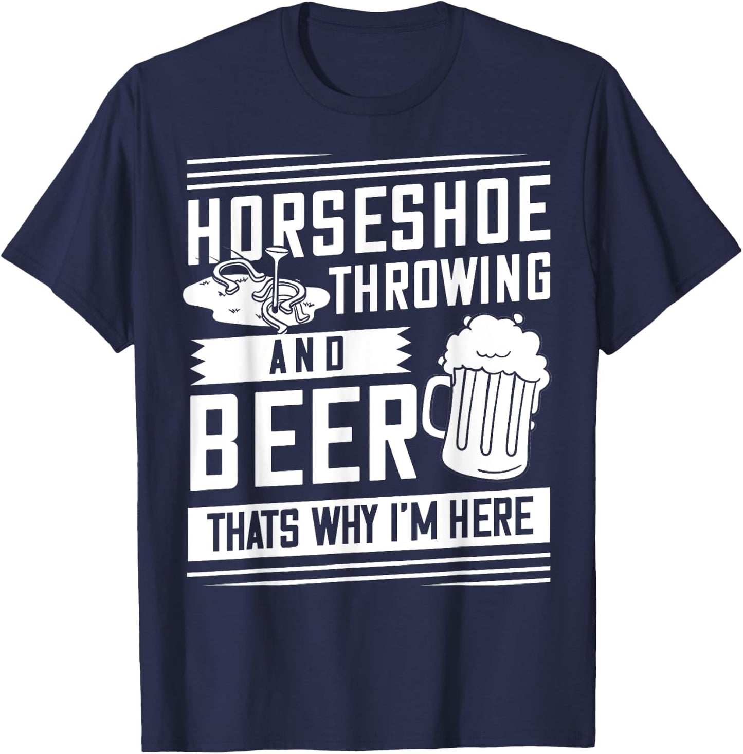 Horseshoe Pitching Gift Throwing Shoes T-Shirt - T-Shirt | Navy