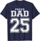 Custom Proud Volleyball Dad Number 25 Personalized T-Shirt - T-Shirt | Navy