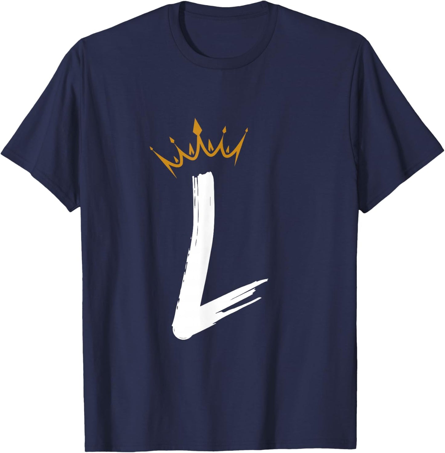 Queen King Letter L - Favorite Letter With Crown Alphabet T-Shirt - T-Shirt | Navy