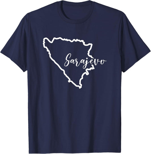 Patriotic Bosnia Flag Bosnia And Herzegovina City Sarajevo T-Shirt - T-Shirt | Navy
