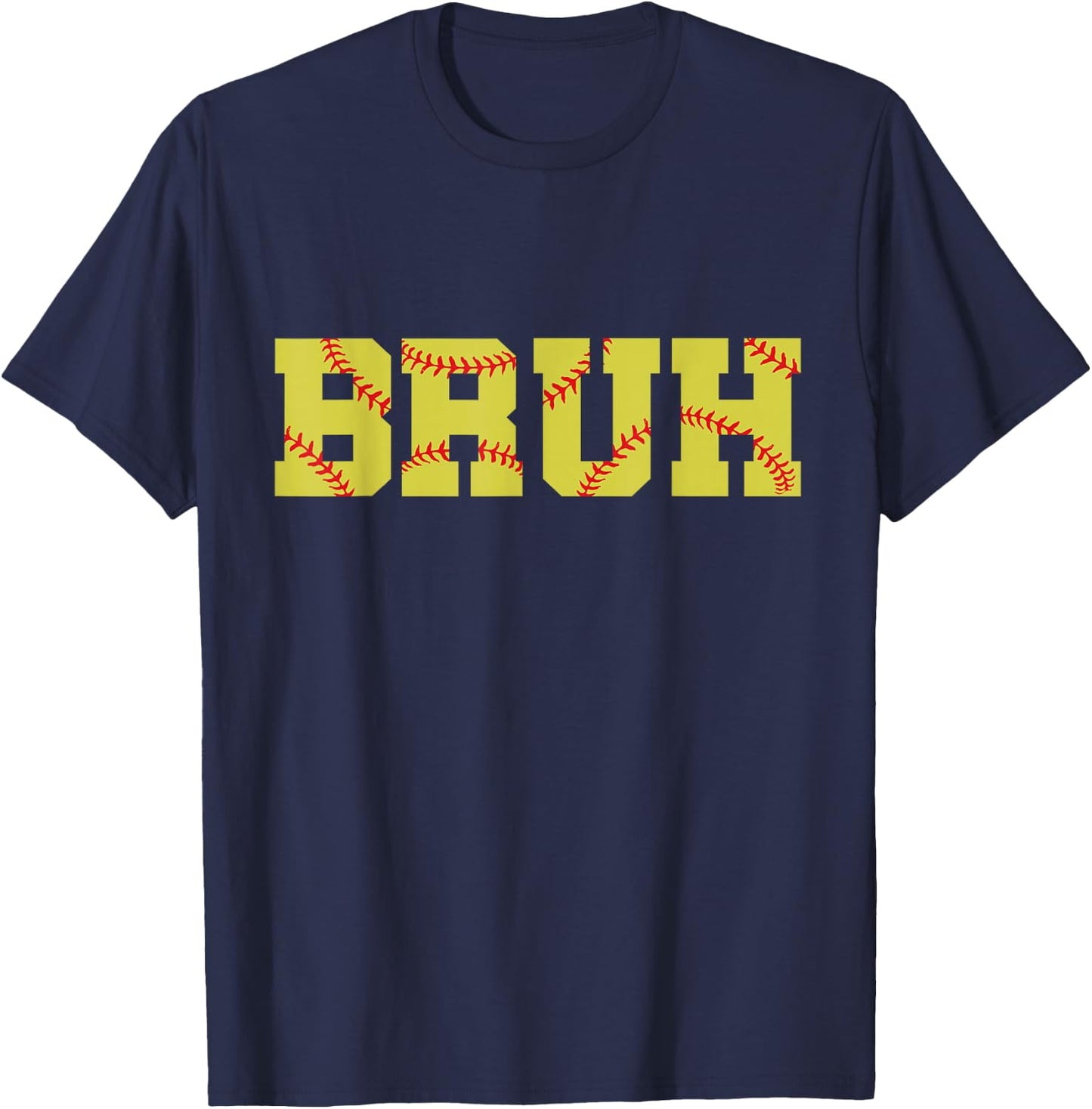 Bruh Meme Funny Softball Boys Son Teens Softball Lover T-Shirt - T-Shirt | Navy