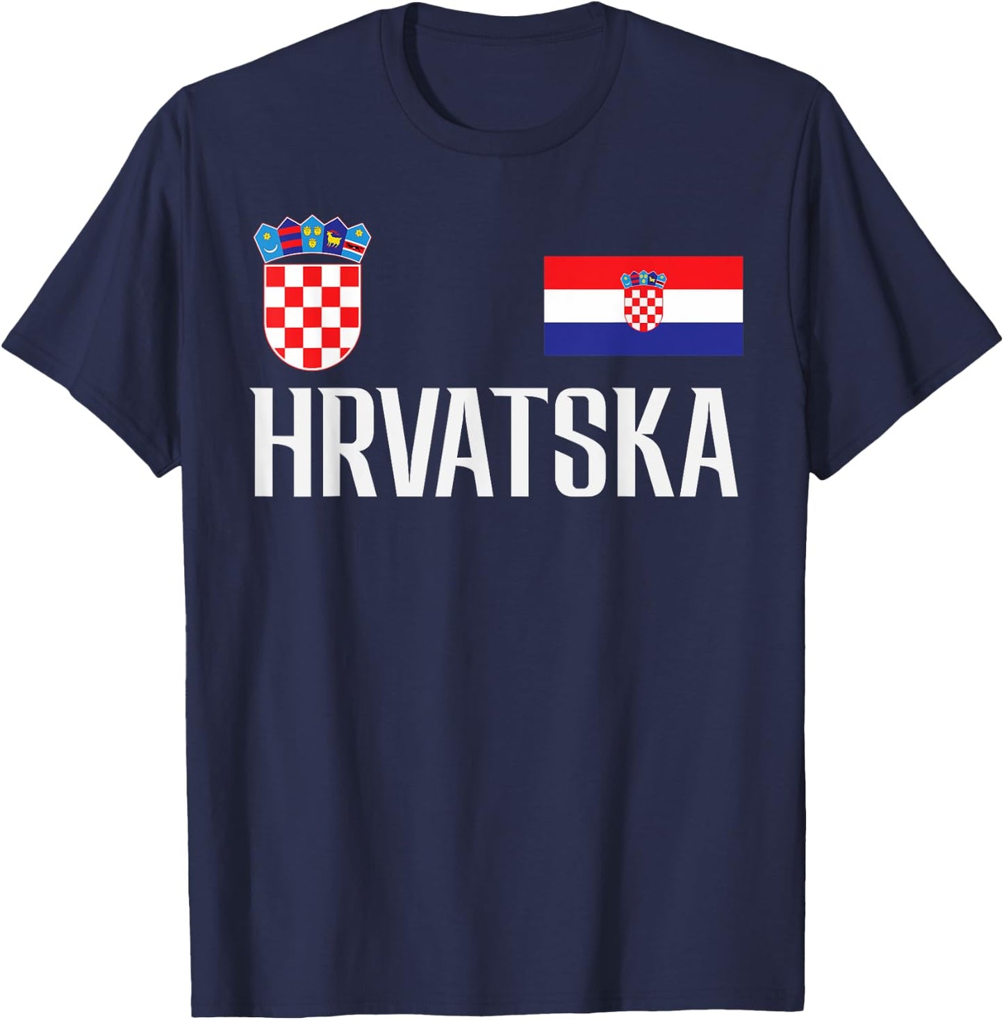 Croatia Flag Hrvatska Football Soccer Fan Men Women Kids T-Shirt - T-Shirt | Navy