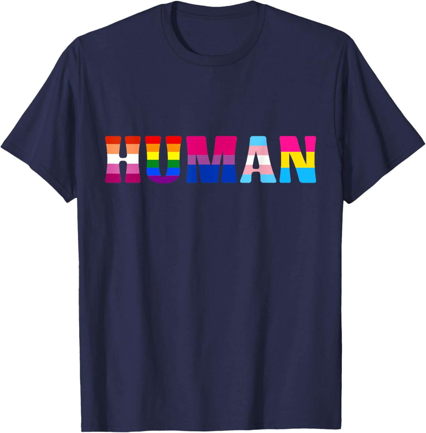Human Rainbow Pride Queer Lesbian Gay CSD Party Wear LGBT , black T-Shirt - T-Shirt | Navy