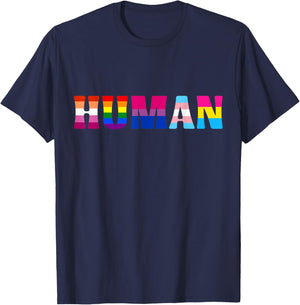 Human Rainbow Pride Queer Lesbian Gay CSD Party Wear LGBT , black T-Shirt - T-Shirt | Navy